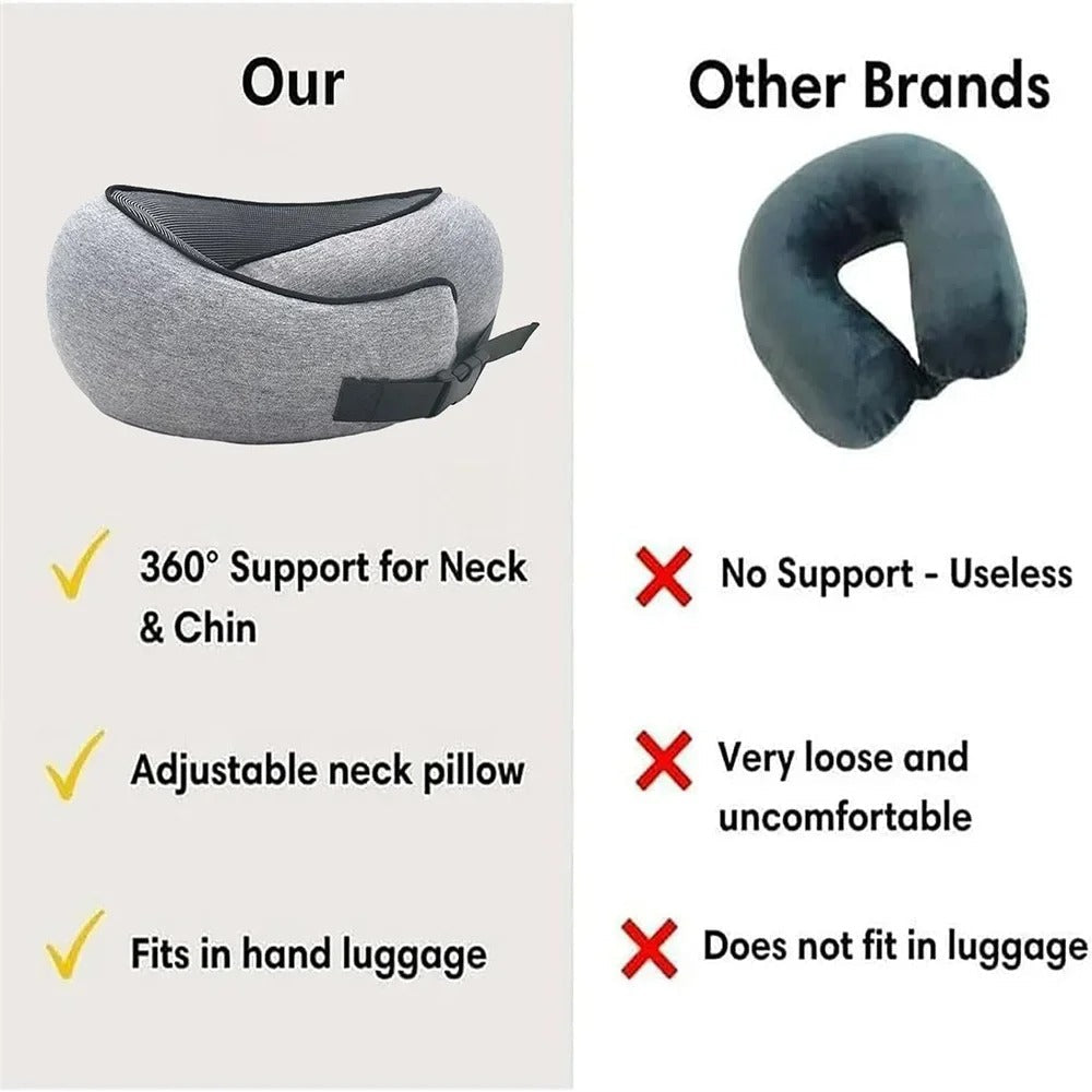 Memory Cotton U-Shaped Travel Pillow with Storage