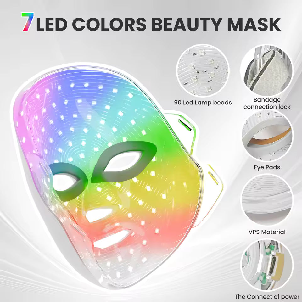 7-Color LED Facial Mask – Light Therapy Skin Care Device for Acne, Anti-Aging & Skin Rejuvenation at Home