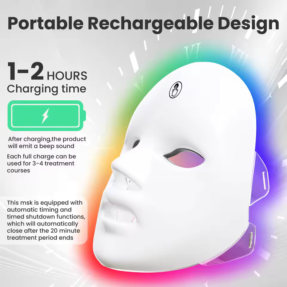 7-Color LED Facial Mask – Light Therapy Skin Care Device for Acne, Anti-Aging & Skin Rejuvenation at Home